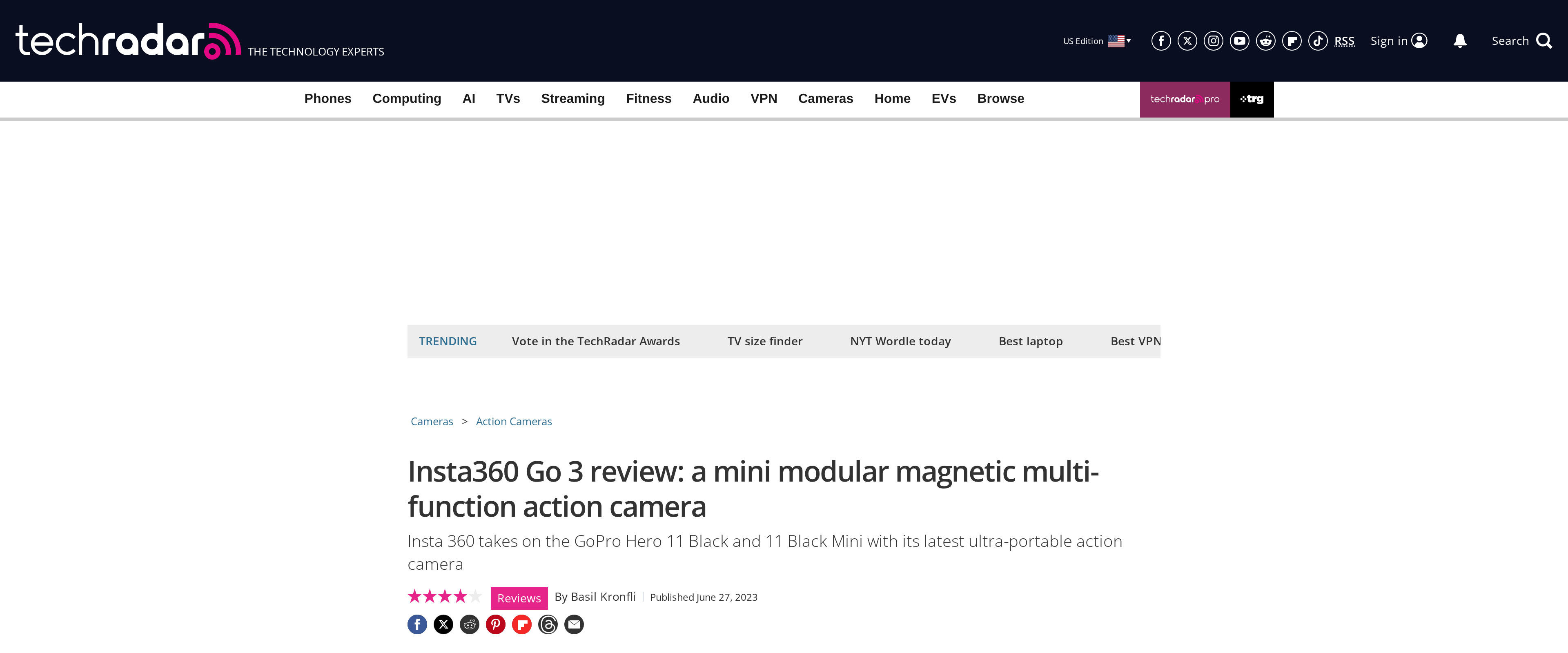 TechRadar's independent review comparing the GO 3 against the GoPro Hero 11 Black and Hero 11 Black Mini